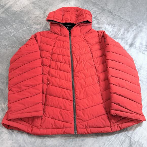 HFX Jackets & Blazers - Women's Sz 2XL HFX Performance Hooded Puffer Coat Parka Red Quilted Gorpcore